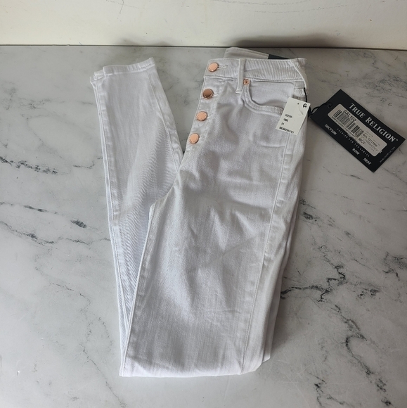 True Religion Caia Ultra Highrise Super Skinny White Jeans W26 NWT - Picture 1 of 8